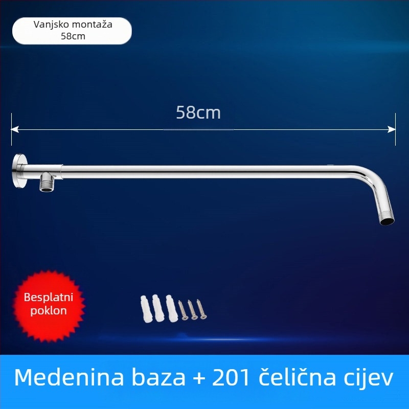 Tuš armatura s skrivenim kružnim zavojem, nehrđajući čelik, moderan stil, gornja mlaznica