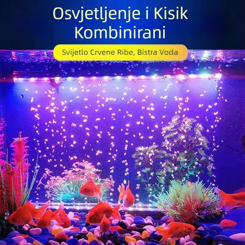Lampa s mjehurićima za akvarij, vodootporna lampa za oksigenaciju, traka mjehurića, šareni osvjetljenje akvarija