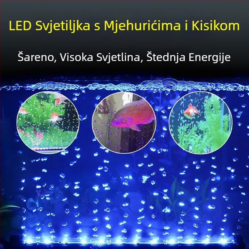 Lampa s mjehurićima za akvarij, vodootporna lampa za oksigenaciju, traka mjehurića, šareni osvjetljenje akvarija