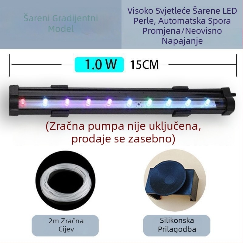 Lampa s mjehurićima za akvarij, vodootporna lampa za oksigenaciju, traka mjehurića, šareni osvjetljenje akvarija