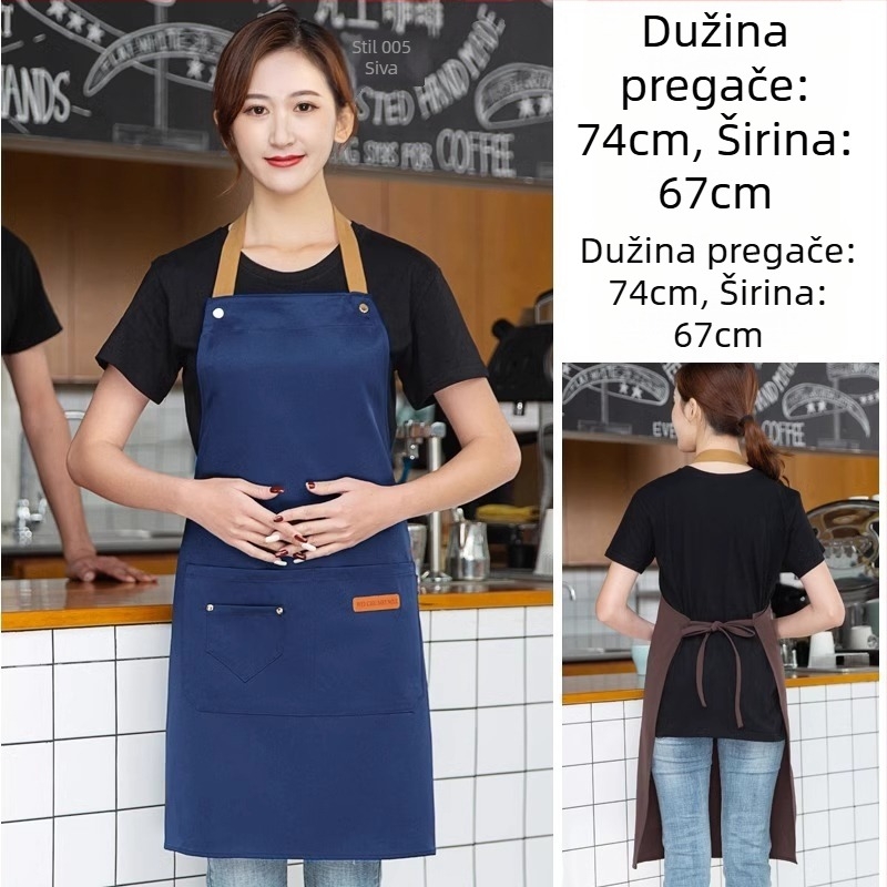 Pregača bez rukava za catering, otporna na zaprljavanje, 100% pamuk, korejski stil, za odrasle