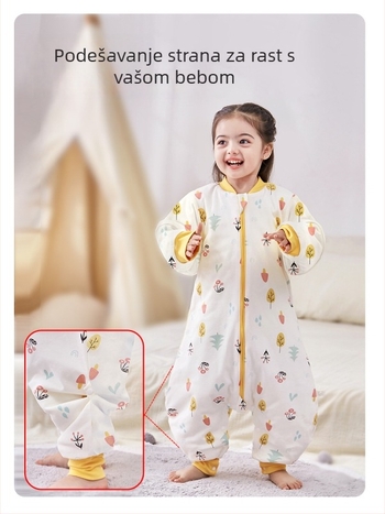 Spavaća vrećica za bebe i djecu, bez rukava, debelo punjenje od poliestera i vlakana soje, vanjska i unutarnja pamuk, antibakterijski, metalni zip, pogodna za jesen-zimu