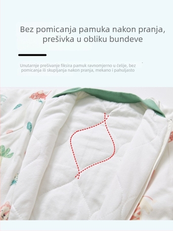 Spavaća vrećica za bebe i djecu, bez rukava, debelo punjenje od poliestera i vlakana soje, vanjska i unutarnja pamuk, antibakterijski, metalni zip, pogodna za jesen-zimu