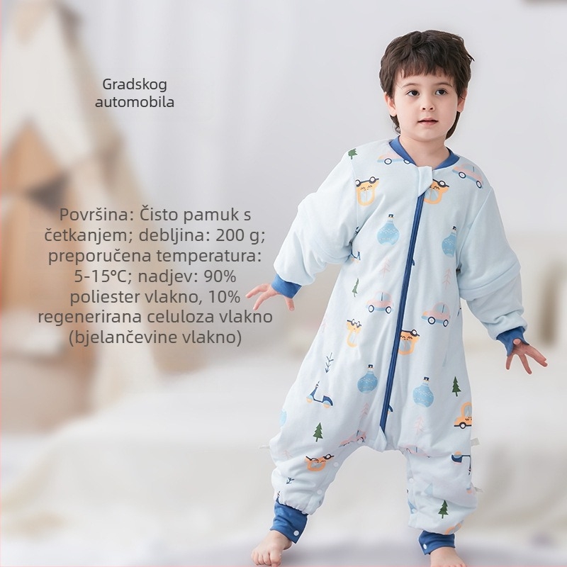 Spavaća vrećica za bebe i djecu, bez rukava, debelo punjenje od poliestera i vlakana soje, vanjska i unutarnja pamuk, antibakterijski, metalni zip, pogodna za jesen-zimu