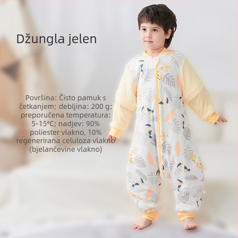 Spavaća vrećica za bebe i djecu, bez rukava, debelo punjenje od poliestera i vlakana soje, vanjska i unutarnja pamuk, antibakterijski, metalni zip, pogodna za jesen-zimu