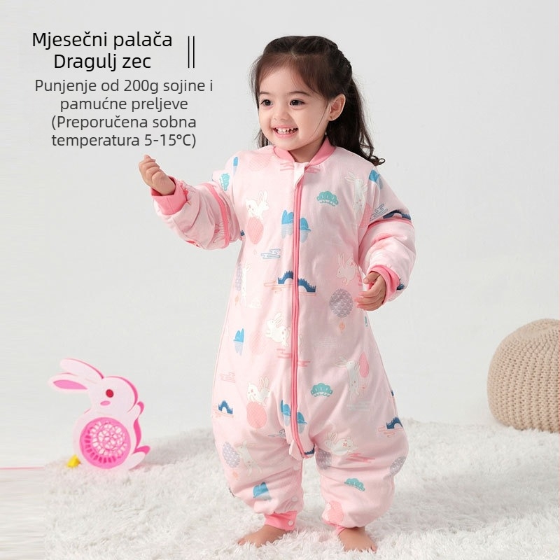 Spavaća vrećica za bebe i djecu, bez rukava, debelo punjenje od poliestera i vlakana soje, vanjska i unutarnja pamuk, antibakterijski, metalni zip, pogodna za jesen-zimu