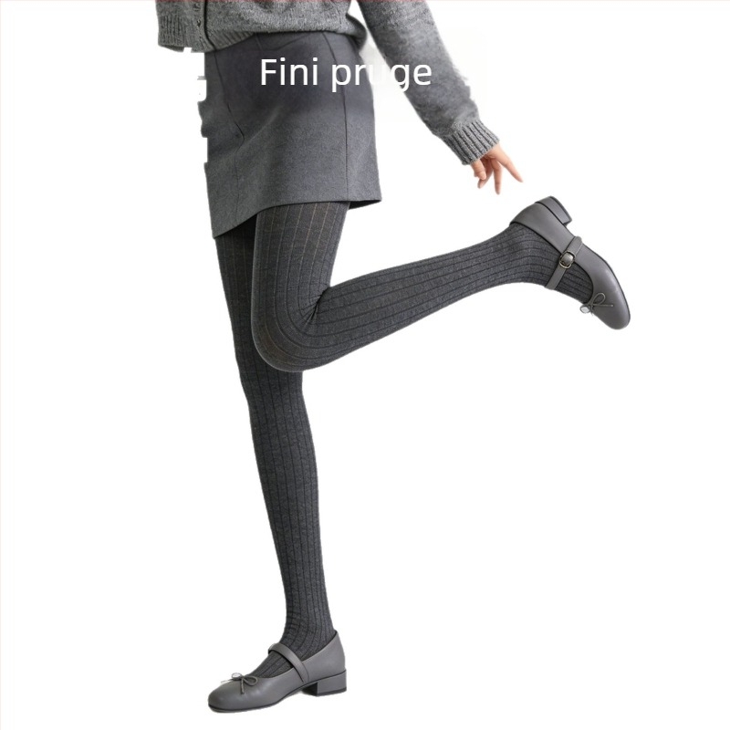 Ženske legice s fleksi unutrašnjosti, debele prugaste, visoka elastičnost, duljina 3/4, jedinstveni čarapnjak