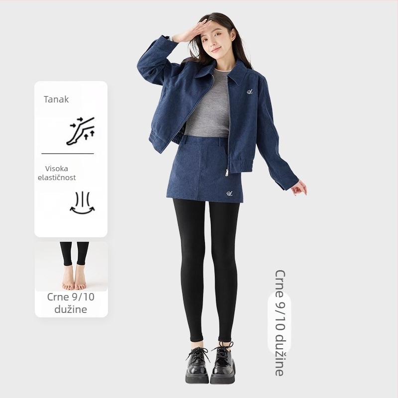 Ženske legice s fleksi unutrašnjosti, debele prugaste, visoka elastičnost, duljina 3/4, jedinstveni čarapnjak