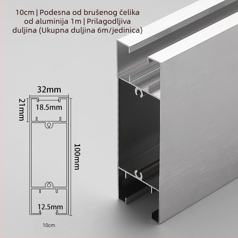 Poklopci za noge pregrade za WC – aluminijska legura, brušena površina, dvo-dijelni set, moderni minimalistički stil