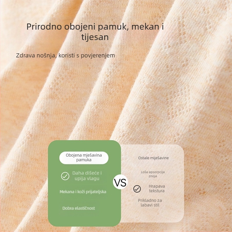 Damske pamucne gaćice s antibakterijskim produženim preponom, visok struk, jednobojni uzorak