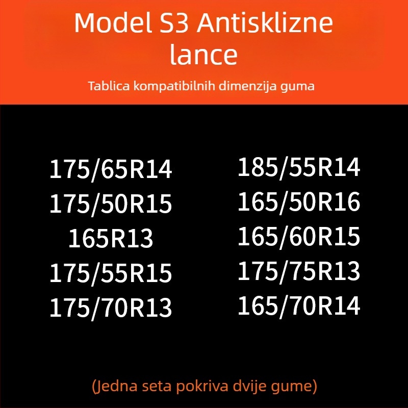 Lančice za auto gume, gumena podloga s čeličnim bodljama, proširena i ojačana konstrukcija, pogodna za limuzine, kombije i terenska vozila