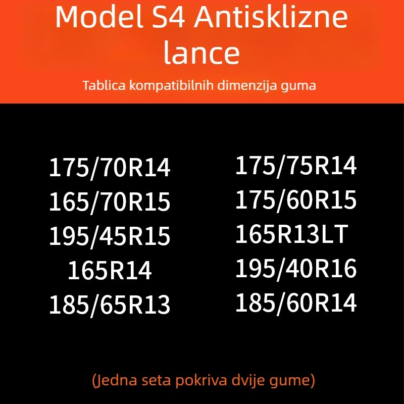Lančice za auto gume, gumena podloga s čeličnim bodljama, proširena i ojačana konstrukcija, pogodna za limuzine, kombije i terenska vozila