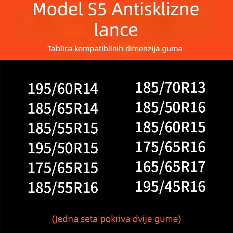 Lančice za auto gume, gumena podloga s čeličnim bodljama, proširena i ojačana konstrukcija, pogodna za limuzine, kombije i terenska vozila