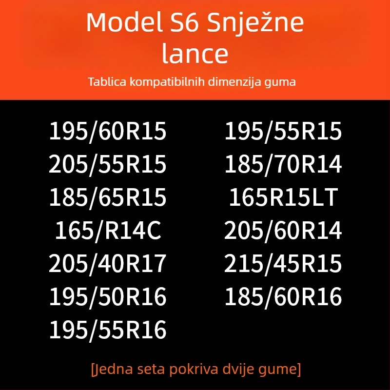 Lančice za auto gume, gumena podloga s čeličnim bodljama, proširena i ojačana konstrukcija, pogodna za limuzine, kombije i terenska vozila