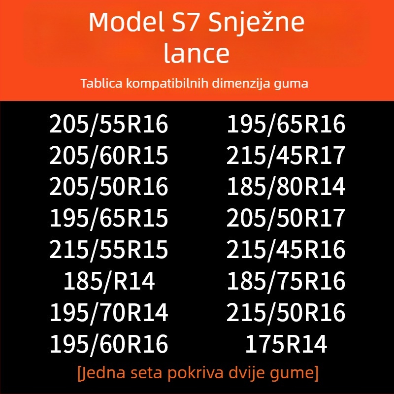 Lančice za auto gume, gumena podloga s čeličnim bodljama, proširena i ojačana konstrukcija, pogodna za limuzine, kombije i terenska vozila