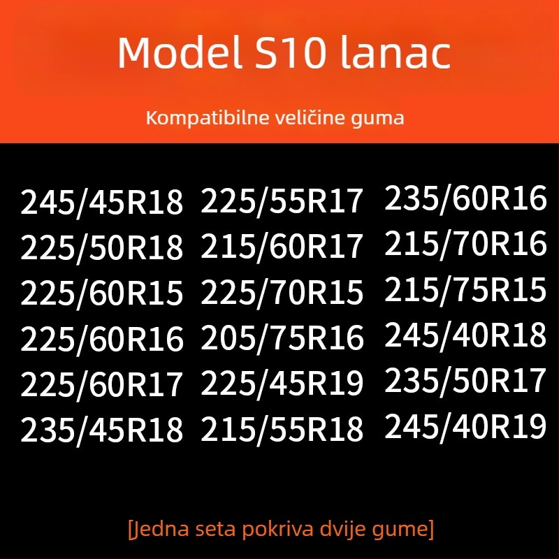Lančice za auto gume, gumena podloga s čeličnim bodljama, proširena i ojačana konstrukcija, pogodna za limuzine, kombije i terenska vozila