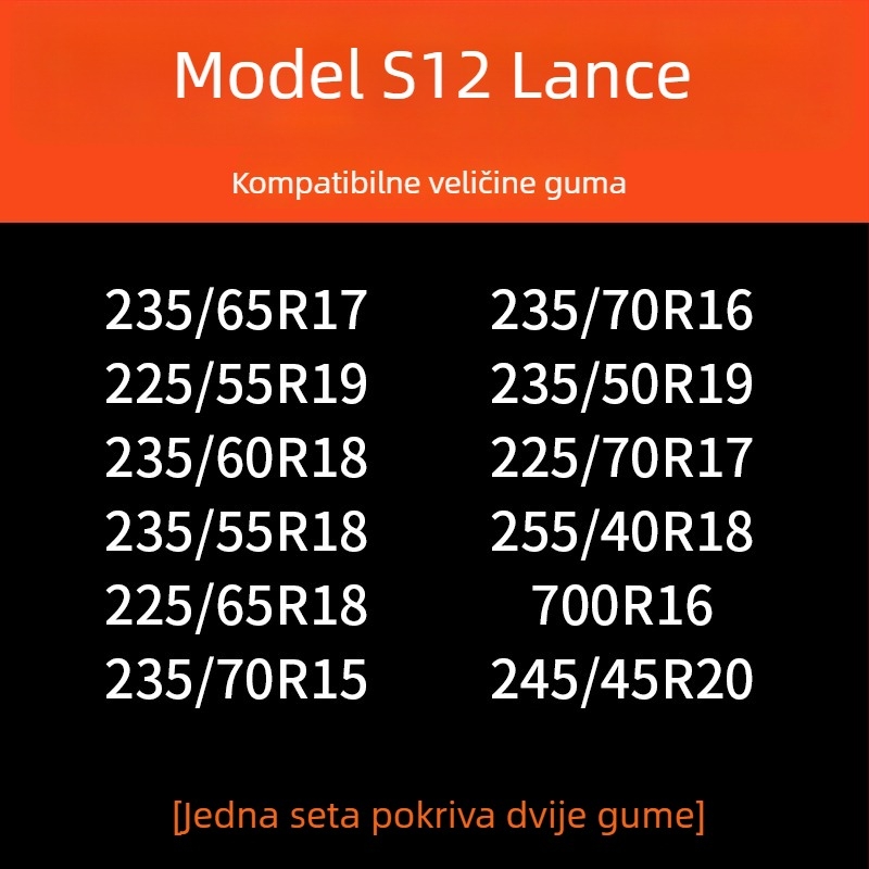 Lančice za auto gume, gumena podloga s čeličnim bodljama, proširena i ojačana konstrukcija, pogodna za limuzine, kombije i terenska vozila