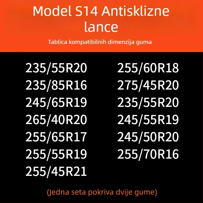 Lančice za auto gume, gumena podloga s čeličnim bodljama, proširena i ojačana konstrukcija, pogodna za limuzine, kombije i terenska vozila
