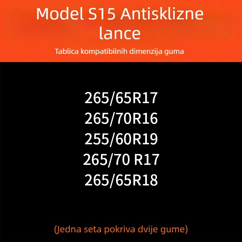 Lančice za auto gume, gumena podloga s čeličnim bodljama, proširena i ojačana konstrukcija, pogodna za limuzine, kombije i terenska vozila