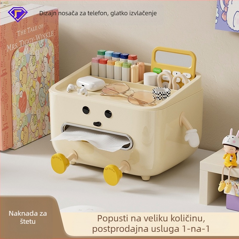 Stolna kutija za papirnate ubruse s prostorom za daljinski upravljač, glatko izvlacenje, plastična konstrukcija, model CD2390, višenamjenska