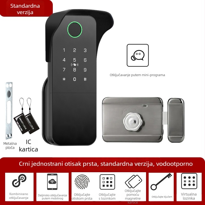 Pametni otisak prsta zaključavanje za vrata od željeza/dreva, Model N2, 100 otisaka, >100000 otključavanja, skeniranje <0,5 s, radna temperatura -35°C do 55°C