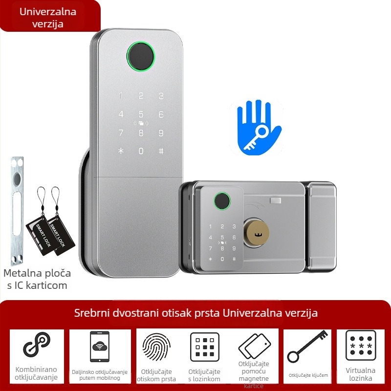 Pametni otisak prsta zaključavanje za vrata od željeza/dreva, Model N2, 100 otisaka, >100000 otključavanja, skeniranje <0,5 s, radna temperatura -35°C do 55°C