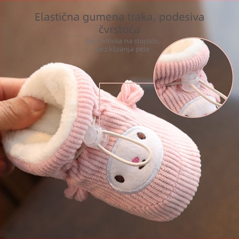 Zimske dječje cipele s corduroy gornjim dijelom, crtić uzorak, elastično zatvaranje, za uzrast 2–13 mjeseci
