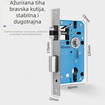 Brava za unutarnja drvena vrata – 58-dijelna podijeljena brava, aluminij, Tiannuo, moderni minimalistički stil