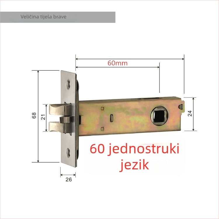 Tijelo brave za stambena vrata | Unutarnja drvena vrata | Materijal: nehrđajući čelik i željezo | Moderni minimalistički stil | Težina 0,5 kg