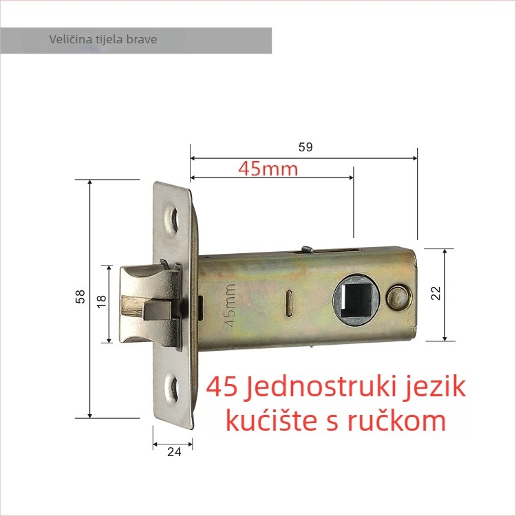 Tijelo brave za stambena vrata | Unutarnja drvena vrata | Materijal: nehrđajući čelik i željezo | Moderni minimalistički stil | Težina 0,5 kg