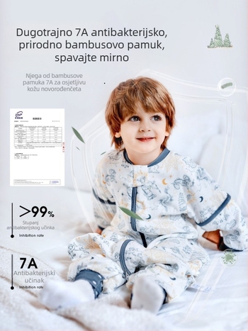 Dječja vreća za spavanje, sve sezone, s razdvojenim nogama, od bambus-pamučne gaze, antibakterijska, upija vlagu
