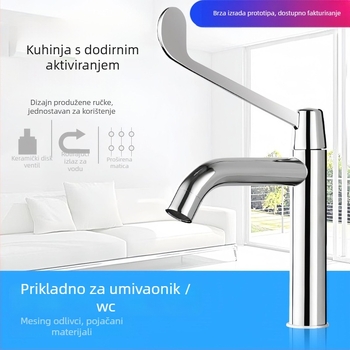 Medicinski umivaonik s lakatnim upravljanjem, zidna montaža, mesing, 0–50°C, 9 MPa, bakrena jezgra ventila