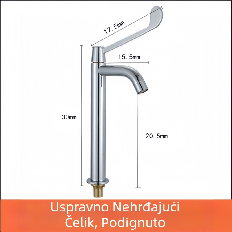 Medicinski umivaonik s lakatnim upravljanjem, zidna montaža, mesing, 0–50°C, 9 MPa, bakrena jezgra ventila