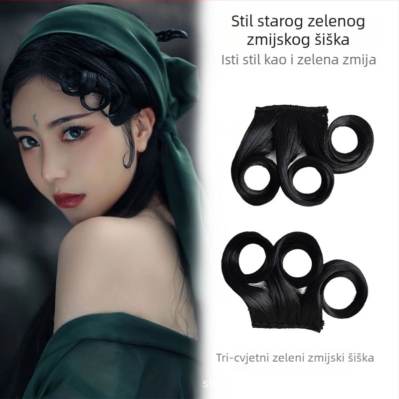 Perika s kosim pramenima, ručno pletena, univerzalna prilagodba