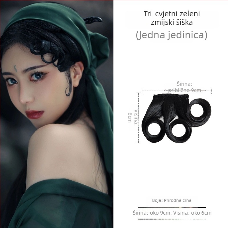 Perika s kosim pramenima, ručno pletena, univerzalna prilagodba