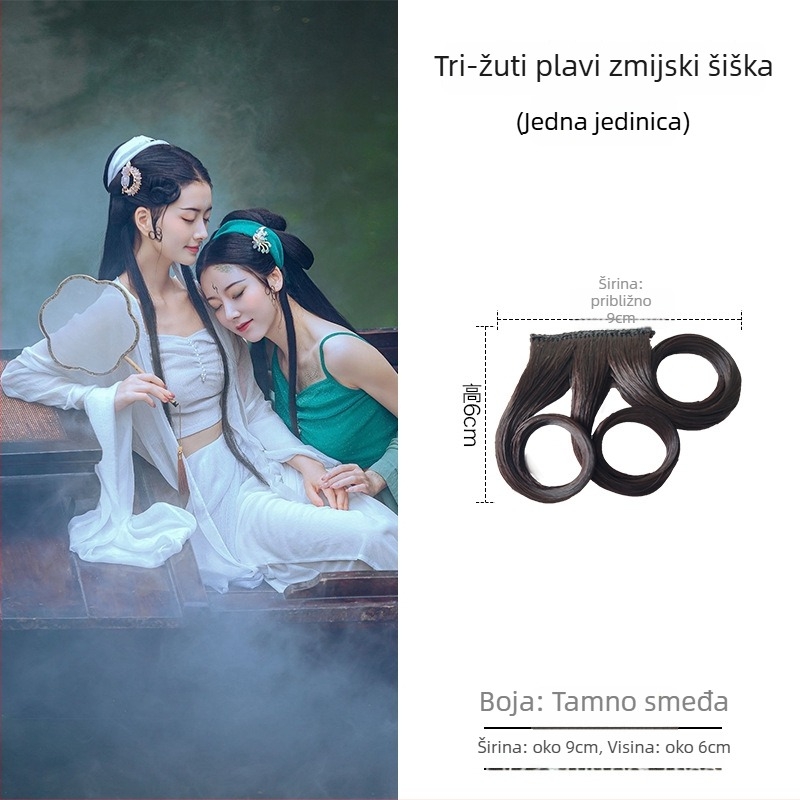 Perika s kosim pramenima, ručno pletena, univerzalna prilagodba