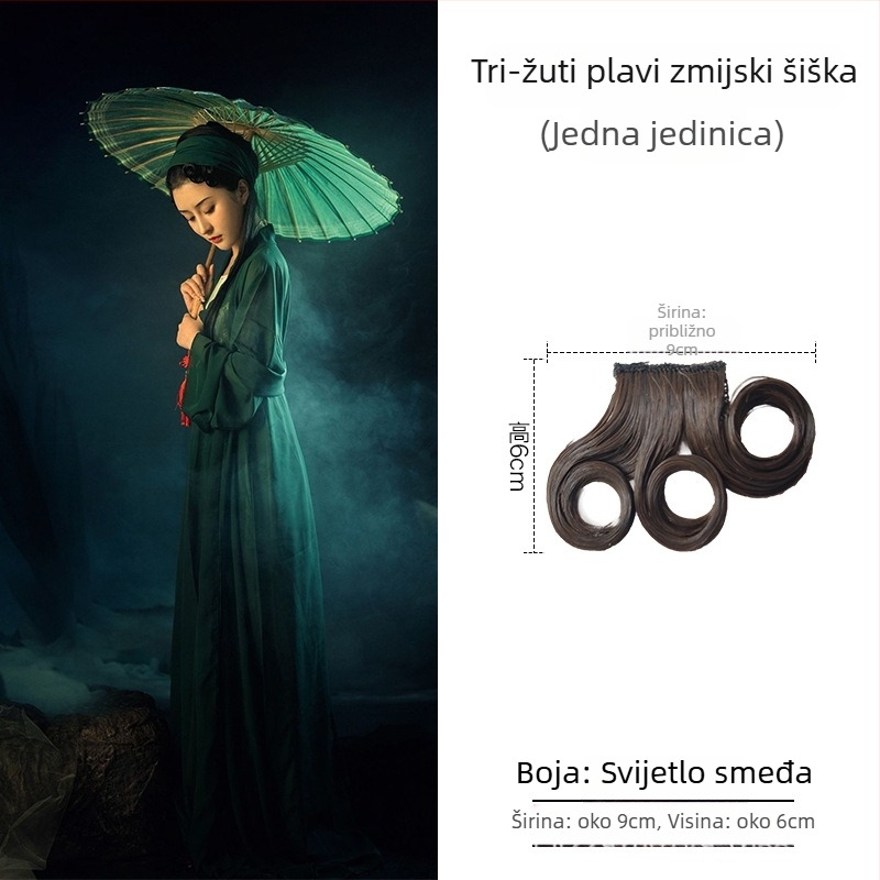 Perika s kosim pramenima, ručno pletena, univerzalna prilagodba