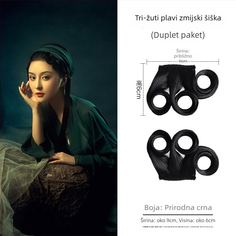 Perika s kosim pramenima, ručno pletena, univerzalna prilagodba