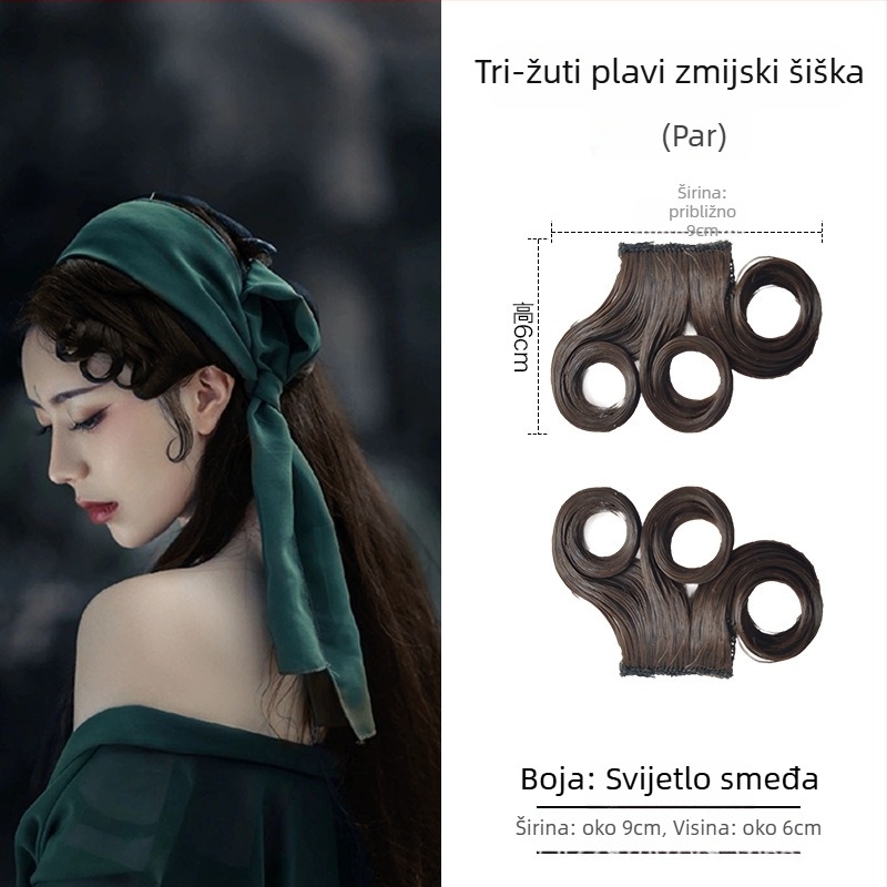 Perika s kosim pramenima, ručno pletena, univerzalna prilagodba