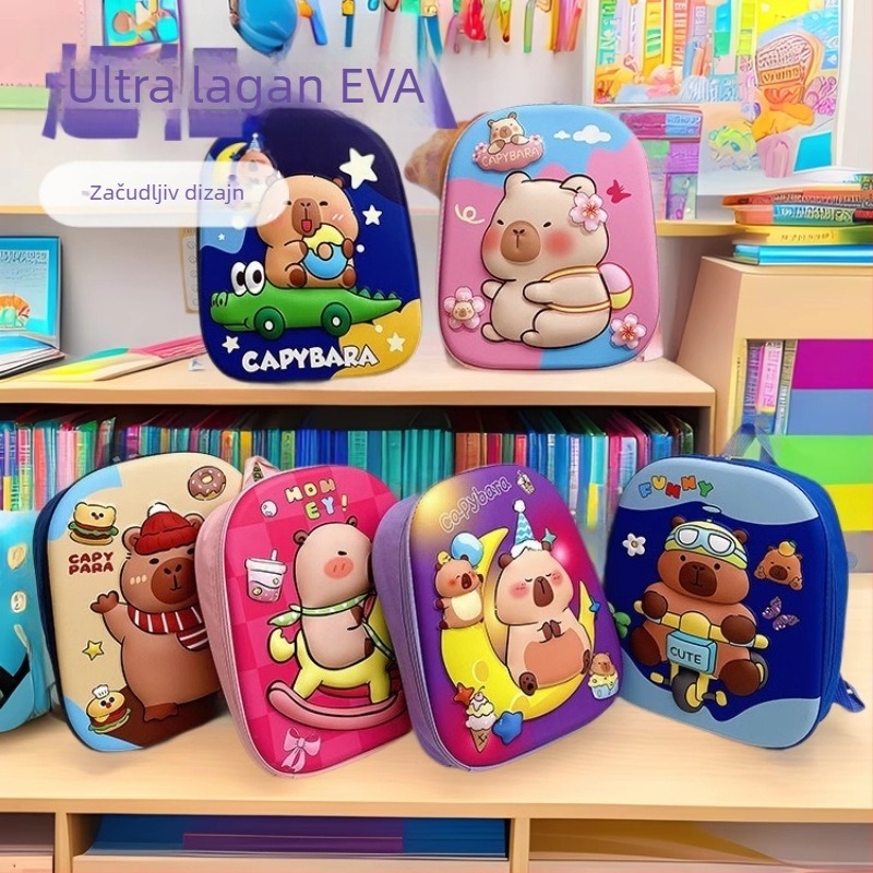 Capybara dječji ruksak s karikaturom – EVA, izuzetno lagan, prozračan, unisex, naramenice s zračnim jastučićem
