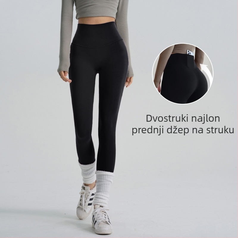 Ženske joga hlače - poliester, duljina 9/10, uski kroj, elastičan materijal, jednobojne