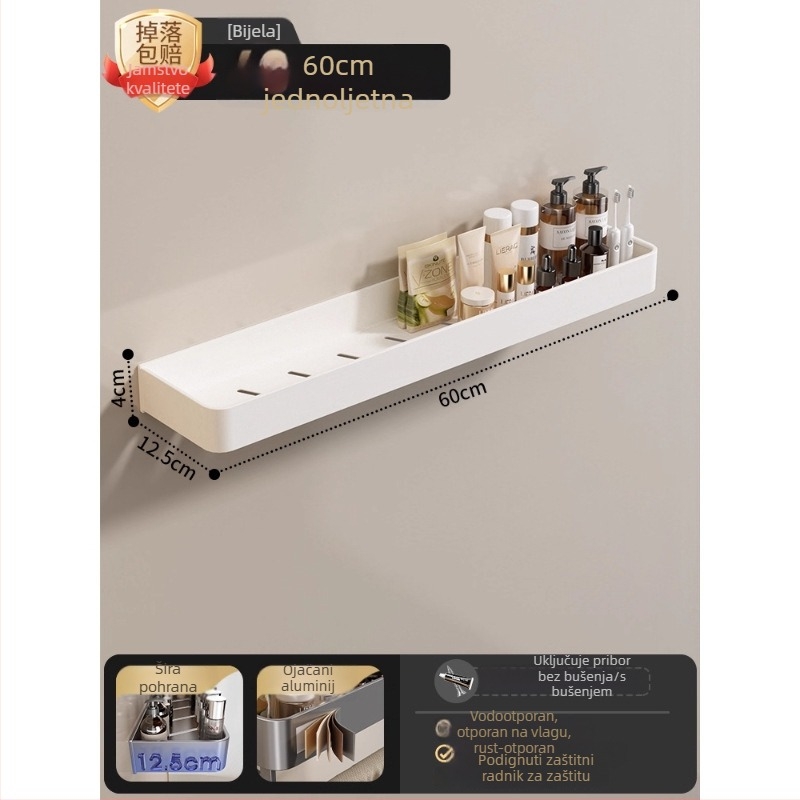 Zidni držač za ručnike u kupaoni, bez bušenja, od aluminijske legure, sklopni pladanj, nosivost 10 kg