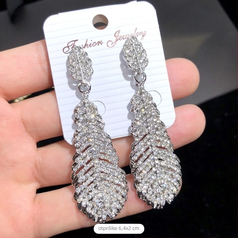 Naušnice s kristalima i resicama, elektroplastiiranje, čelični ušni štift, Luoxiang, modni stil