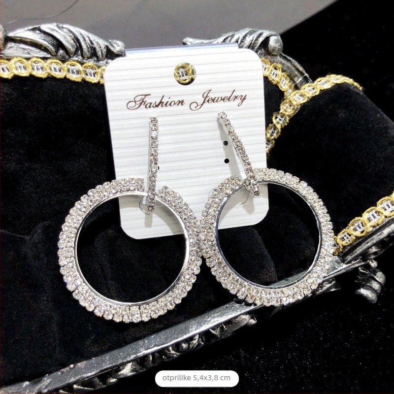 Naušnice s kristalima i resicama, elektroplastiiranje, čelični ušni štift, Luoxiang, modni stil