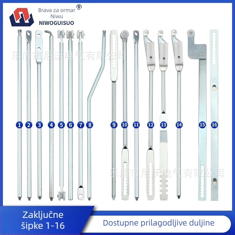 Zaključavajuće šipke za ormariće | gornje i donje šipke; materijal: željezo; težina: 1; modeli: LS001-1, LG001-2, LS002-2, LG001-3; stil: moderni i minimalistički