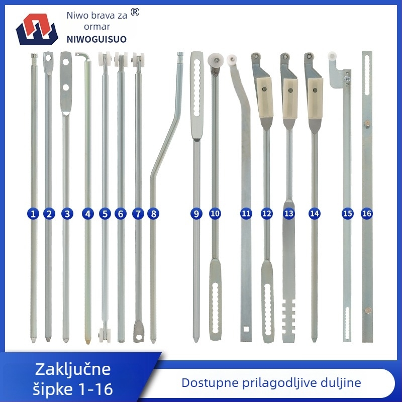 Zaključavajuće šipke za ormariće | gornje i donje šipke; materijal: željezo; težina: 1; modeli: LS001-1, LG001-2, LS002-2, LG001-3; stil: moderni i minimalistički