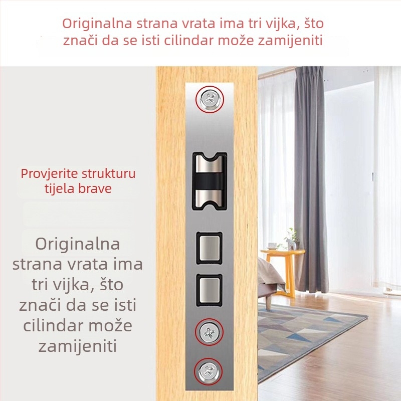 Brava za vrata spavaće sobe, unutarnja vrata, univerzalna, aluminijska legura, model SX-001, stil modernog minimalizma