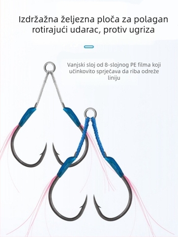Željezni udica za ribolov s dizajnom sporog trzaja, dvostruka udica, s bodljom, za morski ribolov s čamcem