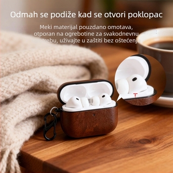 Etui za AirPods Pro 3 za Apple Pro3, PC+TPU imitacijska koža, ugravirana površina, zaštitni poklopac, univerzalna kompatibilnost