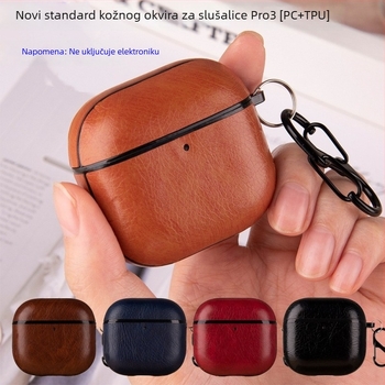 Etui za AirPods Pro 3 za Apple Pro3, PC+TPU imitacijska koža, ugravirana površina, zaštitni poklopac, univerzalna kompatibilnost